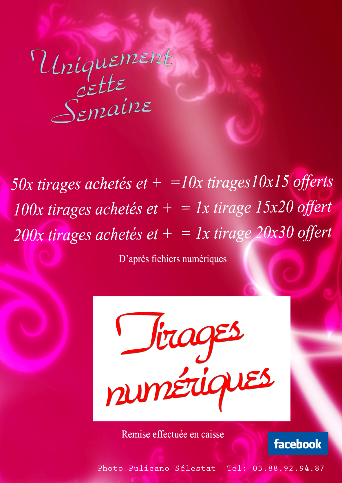 Promotion sur tirages num&eacute;riques Colmar